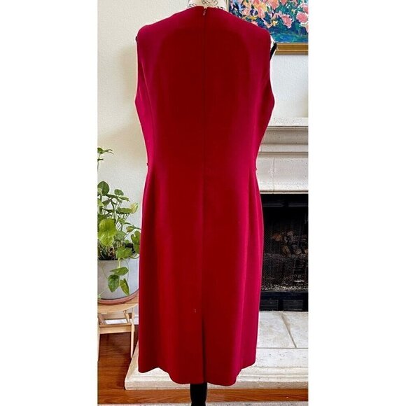 Talbots Red Sheath Dress Size 12P 100% Wool Knee Length Zip Up Back - Picture 4 of 9